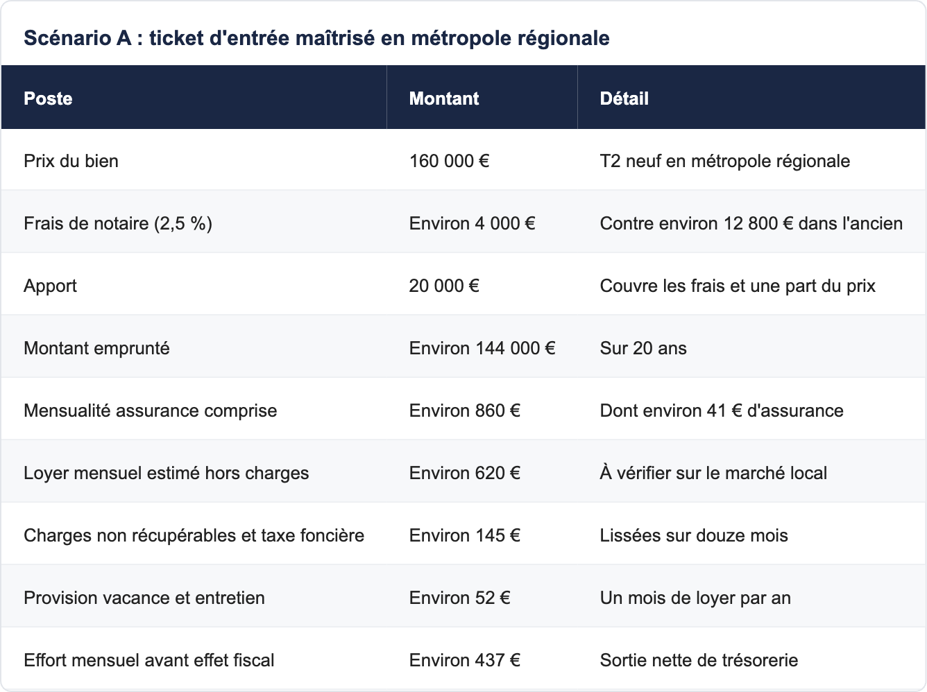 Sc&eacute;nario A : ticket d'entr&eacute;e ma&icirc;tris&eacute; en m&eacute;tropole r&eacute;gionale
